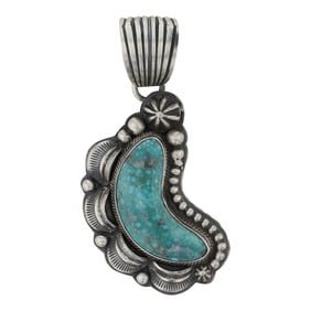 Randy Boyd Navajo Nevada Turquoise Crescent Pendant