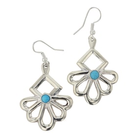 Navajo Kingman Turquoise Sandcast Earrings