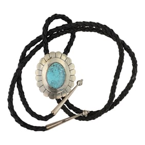 Vintage Navajo Hubei Turquoise Bolo Tie