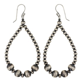 Navajo Oxidized Beads Hoop Earrings