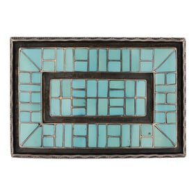 Sheldon & Nancy Westika Vintage Zuni Sleeping Beauty Turquoise Inlay Belt Buckle