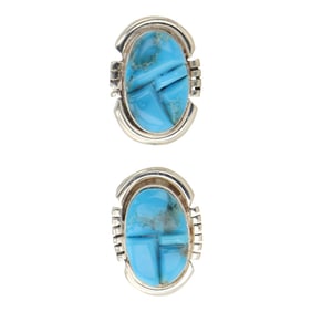 Navajo Kingman Turquoise Inlay Earrings