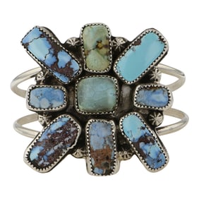 Gilbert Nez Navajo Golden Hills Turquoise Cluster Bracelet