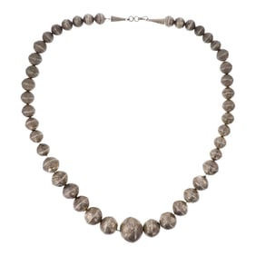 Vintage Navajo Stamped Bench Beads Graduated Necklace