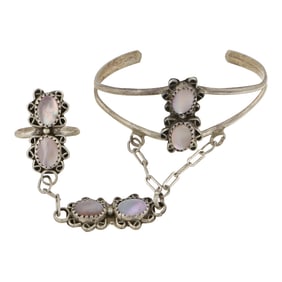 Vintage Navajo Pink Mussel Shell Slave Bracelet