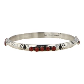 Paul Livingston Navajo Mediterranean Coral Bangle Bracelet
