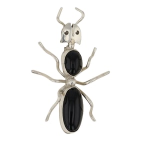 Navajo Black Onyx Insect Pendant