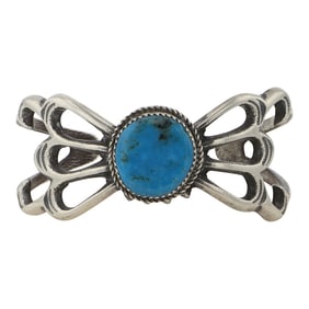 Mary Cayatineto Navajo Compitos Turquoise Sandcast Cuff Bracelet
