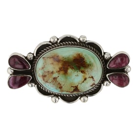 Navajo Royston Turquoise & Spiny oyster Pin