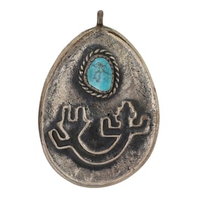 Vintage Navajo Nevada Turquoise Pendant