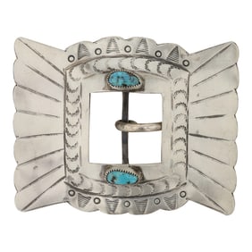Vintage Navajo Kingman Turquoise Belt Buckle