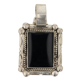 Vintage Navajo Black Onyx Pendant