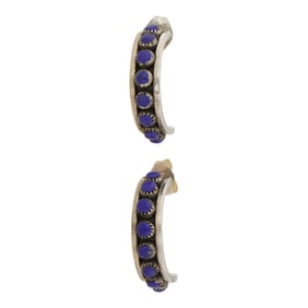 Navajo lapis Hoop Earrings