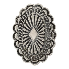 Vintage Navajo Plain Silver Concho Stamp Pendant