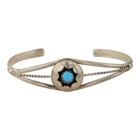 Navajo Kingman Turquoise Shadowbox Bracelet