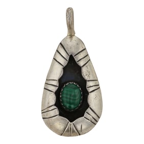 Vintage Navajo Malachite Shadowbox Pendant
