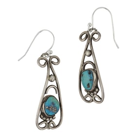 Vintage Navajo Kingman Turquoise Earrings