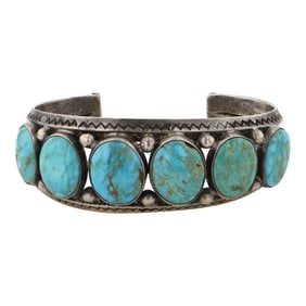 Vintage Navajo Blue Ridge Turquoise Cuff Bracelet