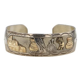 Vintage Navajo Sterling Silver & 12K Gold Filled Cuff Bracelet
