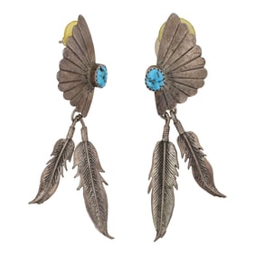 Vintage Navajo Kingman Turquoise Earrings