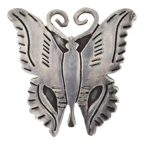 Vintage Navajo Plain Silver Butterfly Pin