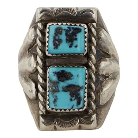 Vintage Navajo Kingman Turquoise Men's Ring