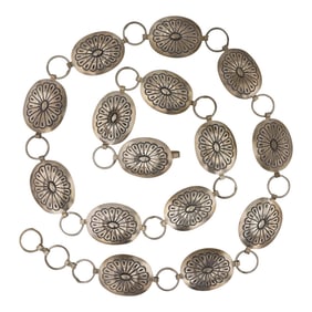 Marcella James Navajo Plain Silver Stamp-Work Link Concho Belt