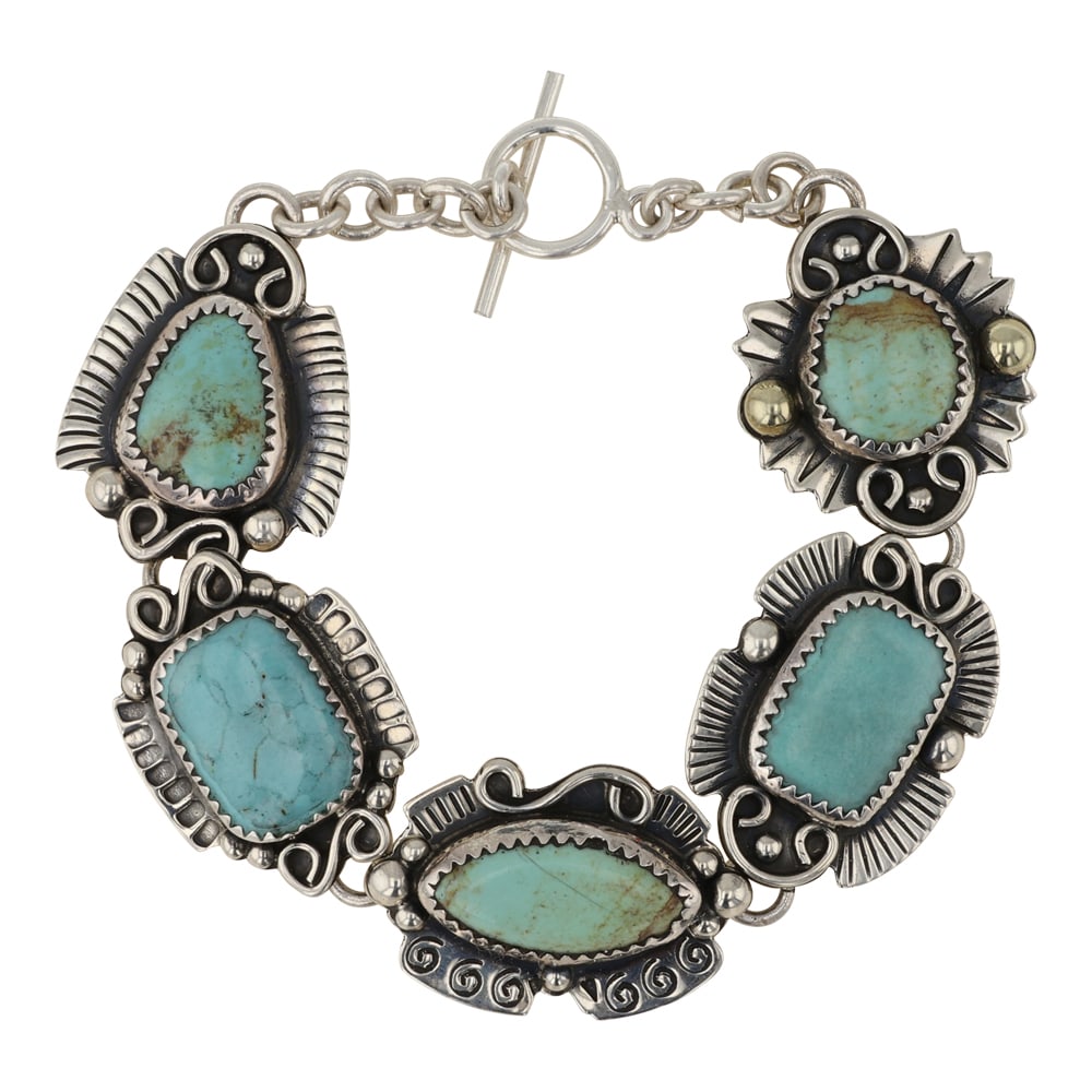 Taxco Mexico Turquoise Link Bracelet (1 of 2)