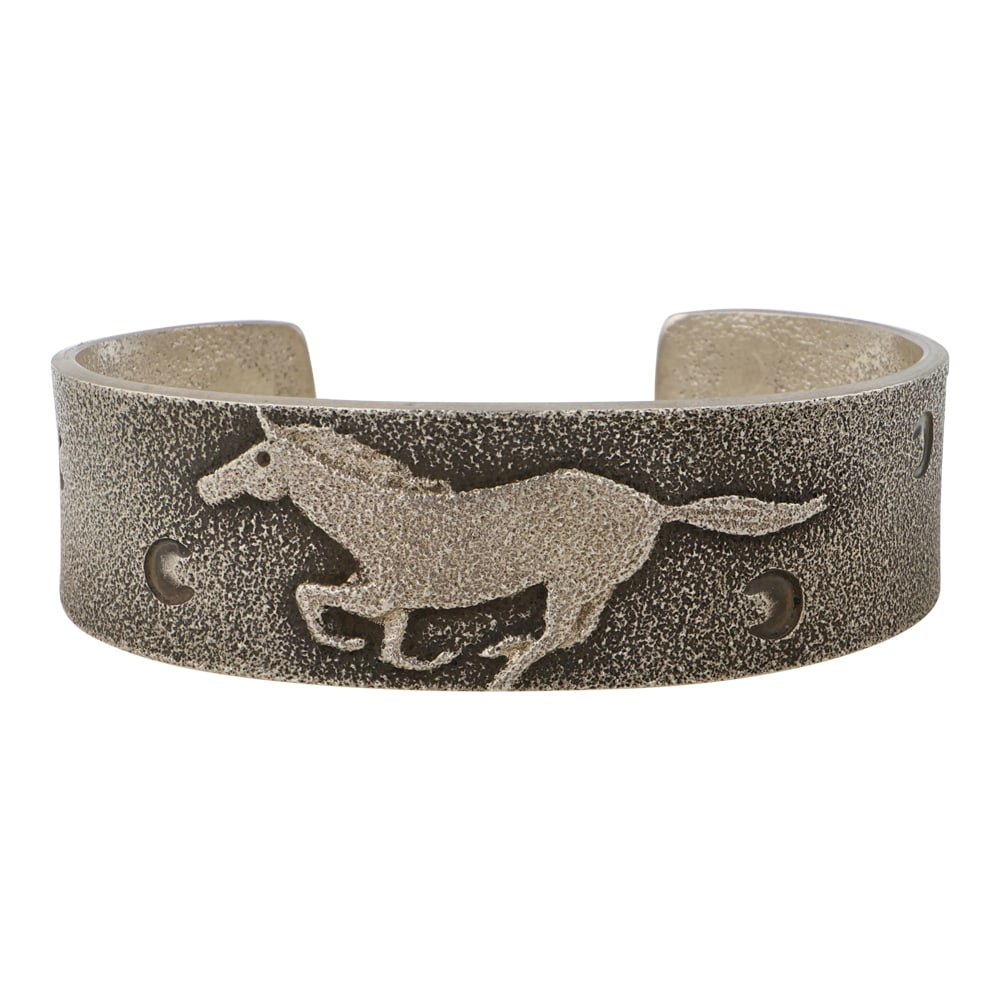 Darrel Dean Begay Award Winning Navajo Artist Running Horse Tufa Cast Cuff Bracelet: Sterling Silver | | Darrel Dean Begay Award Winning Navajo Artist Running Horse Tufa Cast Cuff Bracelet | Navajo Native American Southwest Indian Jewelry | Good (no breaks or damages) | Approximate We