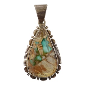 Larry Moses Yazzie Navajo Boulder Royston Turquoise Pendant