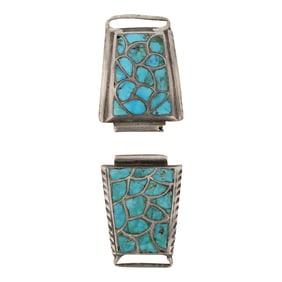 Vintage Zuni Turquoise Inlay Watch Tips