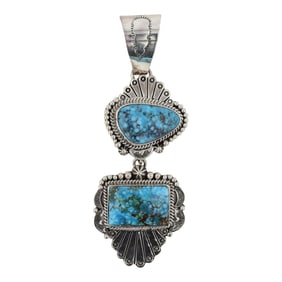 Eula Wyllie Navajo Turquoise Mountain Turquoise Pendant