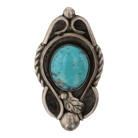 Vintage Navajo Nevada Turquoise Pin