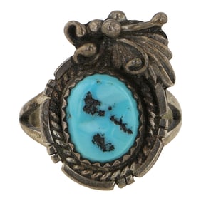 RB Navajo Sleeping Beauty Nugget Turquoies Ring
