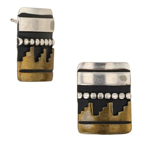 Vintage Thomas (Tommy Singer) Sterling Silver & Brass Earrings