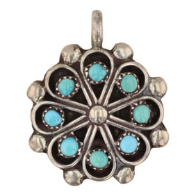 Zuni Sleeping Beauty Turquoise Cluster Pendant