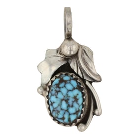 Vintage Navajo Spiderweb Turquoise Pendant
