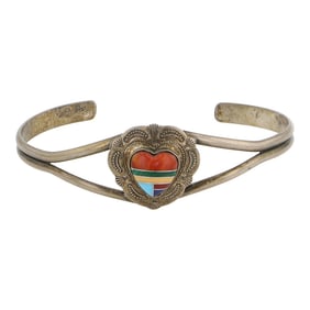 Navajo Inlay Block Heart Bracelet