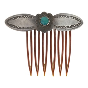 Vintage Navajo Fox Turquoise Hair Barrette
