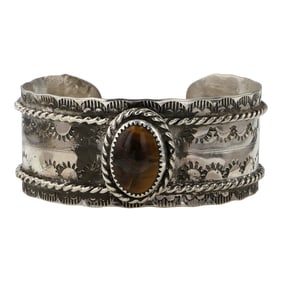 Gilbert Nez Navajo Tigers Eye Cuff Bracelet