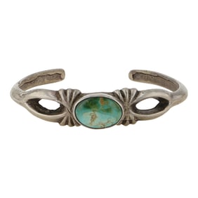 Vintage Navajo Royston Turquoise Sandcast Cuff Bracelet