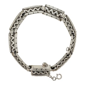 Navajo Stamp Work Plain Silver Link Bracelet