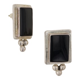 Vintage Taxco Black Onyx Earrings