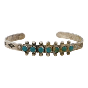 Vintage Navajo Fred Harvey Era Turquoise Baby Bracelet