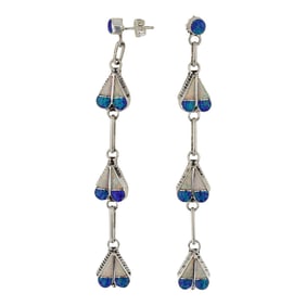 Zuni Synthetic Opal Inlay Earrings