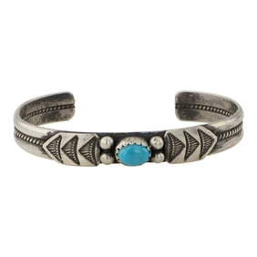 Vintage Navajo Kingman Turquoise Cuff Bracelet