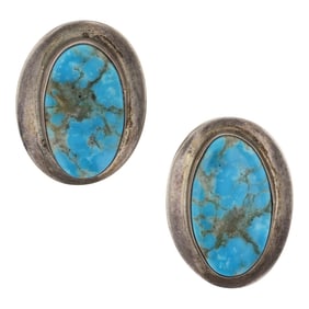 Ben Chavez Navajo Compitos Turquoise Earrings