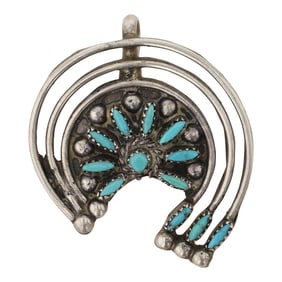 Eleanor Weeka Zuni Sleeping Beauty Turquoise Needlepoint Pendant