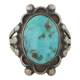 Vintage Navajo Nevada Turquoise Ring