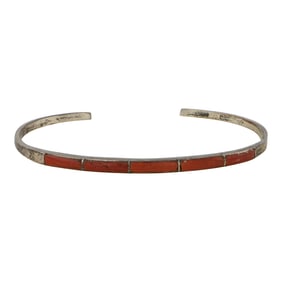 Vintage Zuni Mediterranean Coral Inlay Bracelet